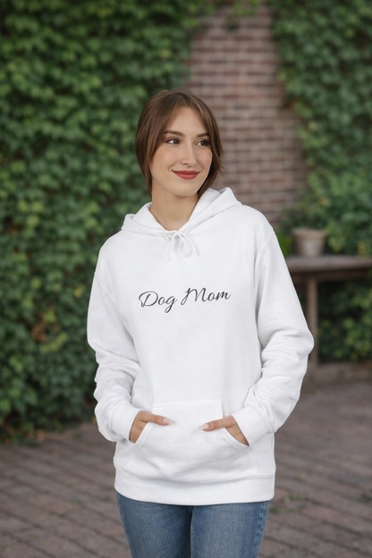 Dog Mom Hoodie – Minimal Script Pet Mom Pullover Sweatshirt