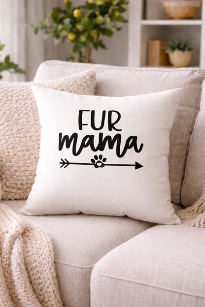 Fur Mama Throw Pillow – Cozy Dog Mom Home Decor Accent Pillow