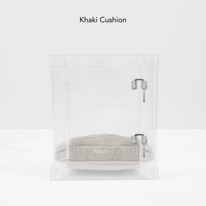 Clear Acrylic Dog Crate & Gate – Modern Lucite Dog Crate Furniture Side Table with Sliver Latch