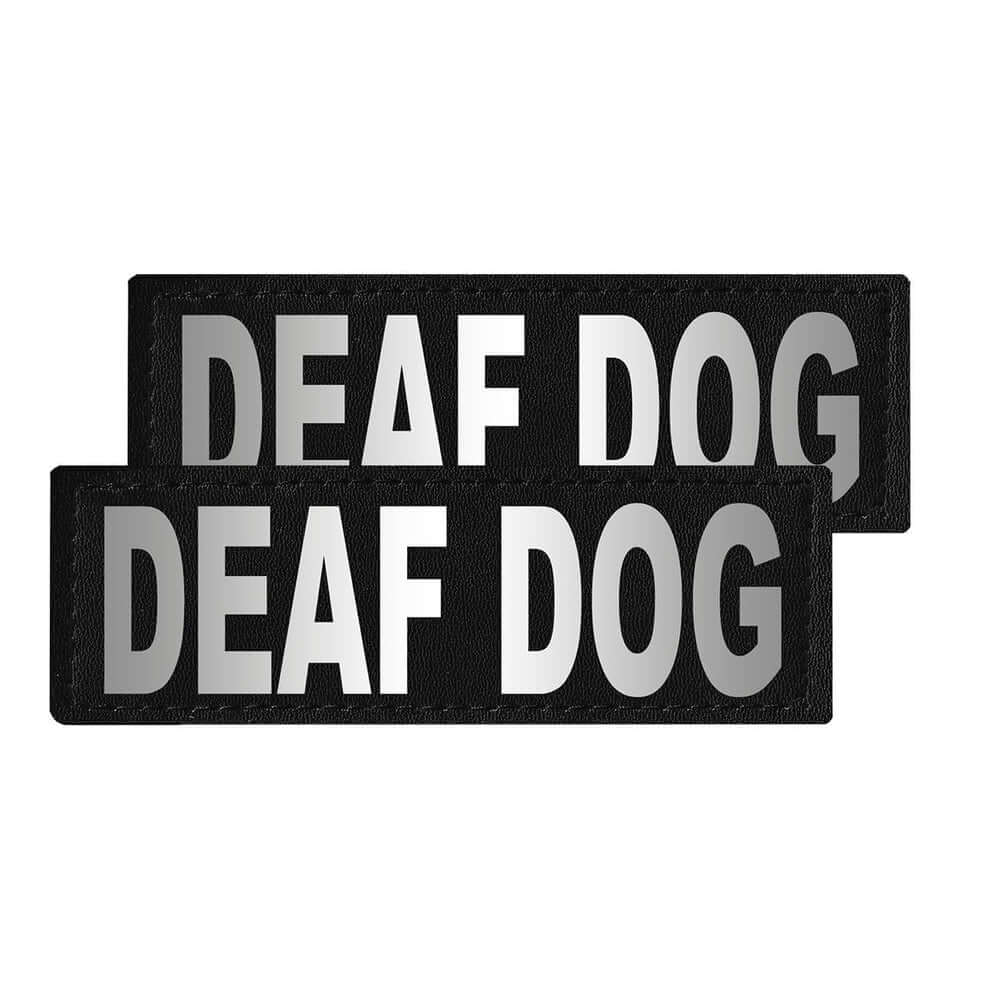 Set of 2 removable reflective patches for dog collars or harnesses to enhance nighttime visibility and safety