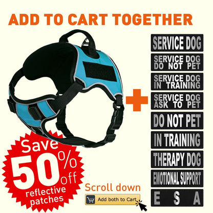 Dogline Quest no-pull dog harness – multi-purpose, adjustable harness for training, walking, and control with front and back leash clips size chart