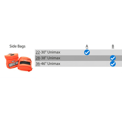 Removable utility side bags attached to a working dog harness