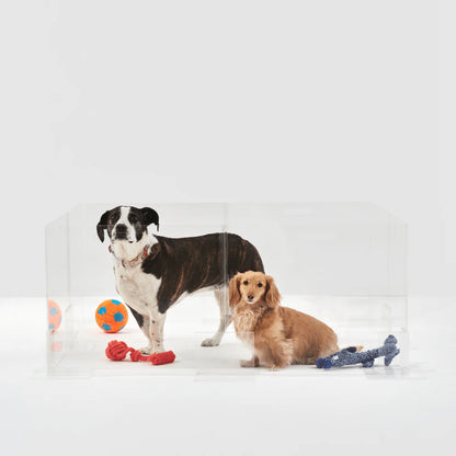 Clear Acrylic Dog Playpen 24” High – Modern Invisible Indoor Pet Pen