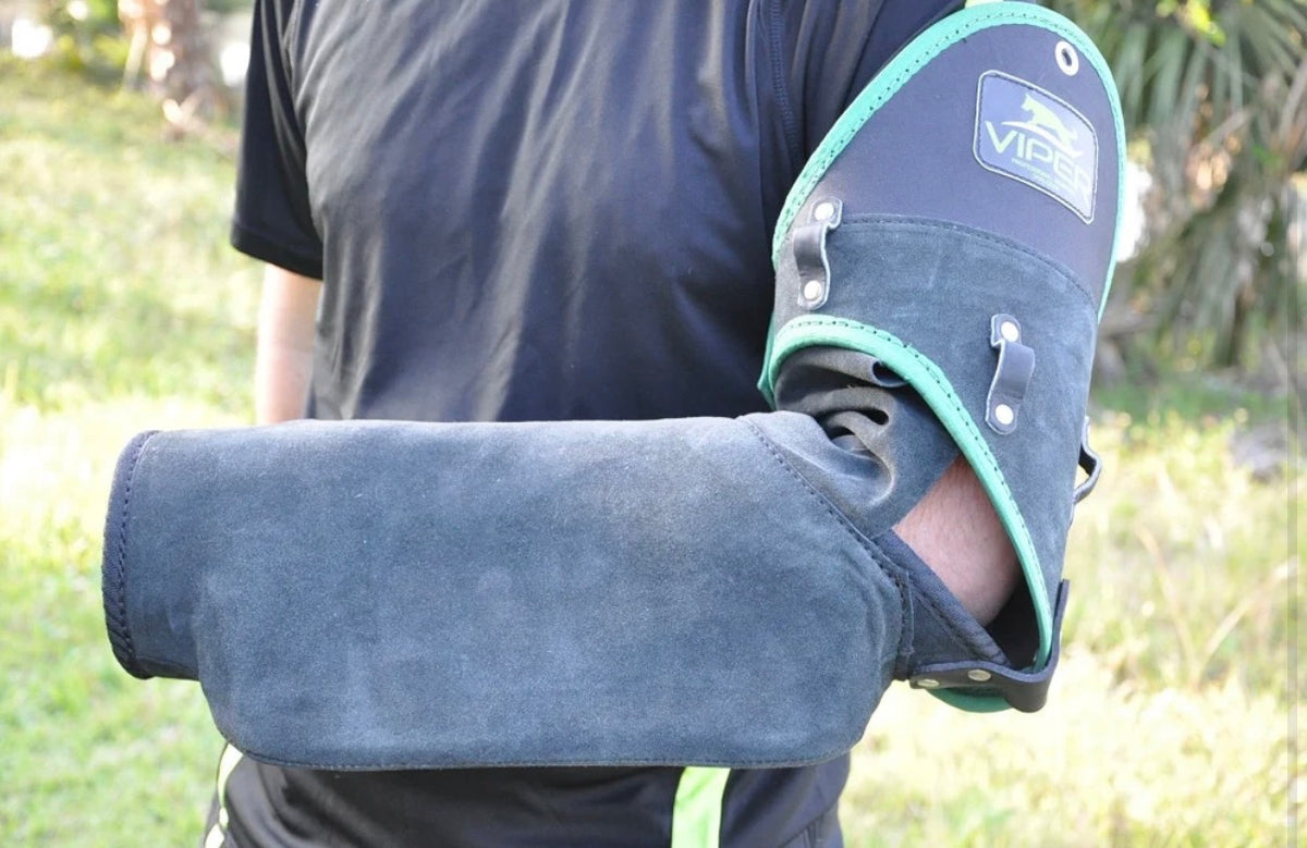 Viper curved leather training and trial bite sleeve for left arm
