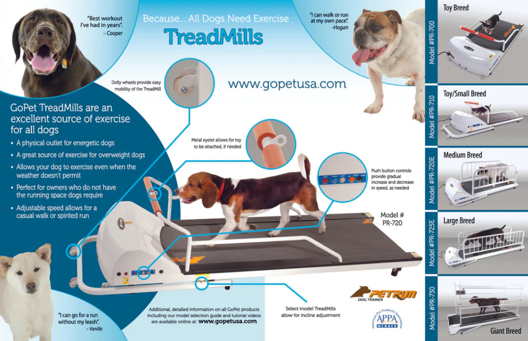 GoPet PetRun PR725 Enclosable Treadmill For Large Dogs Up To 176 Lbs