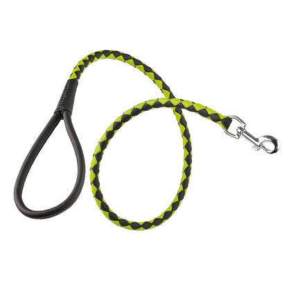 Dual-color braided round leather dog lead made from soft premium leather with reinforced stitching and durable hardware for stylish, comfortable walks