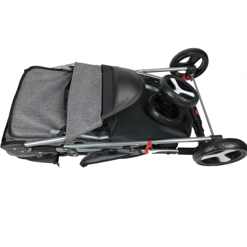 Casual pet stroller with removable cup holder – lightweight, foldable pet carrier for small dogs and cats, perfect for everyday walks and travel