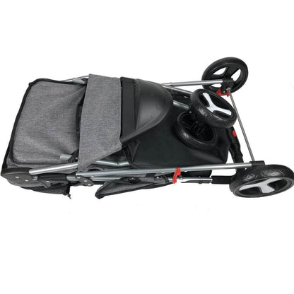 Casual pet stroller with removable cup holder – lightweight, foldable pet carrier for small dogs and cats, perfect for everyday walks and travel