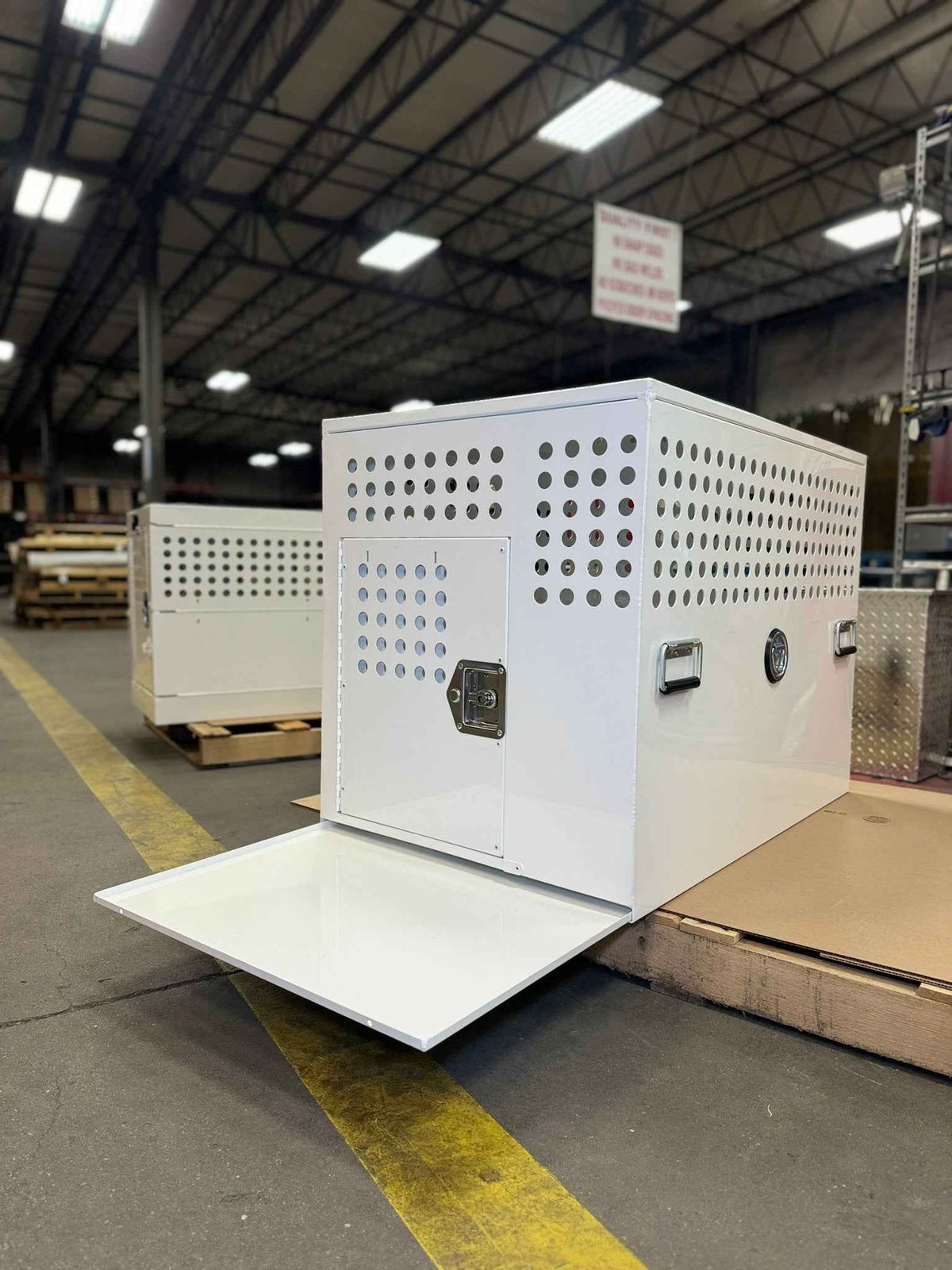 Owens 55328 Professional K9 Series Large Tactical Dog Crate End Door White Mill Finish Aluminum 24"W x 36"D x 29"H - IMG_2862_08dbb29c-acc9-43f0-893d-a2247141a51f