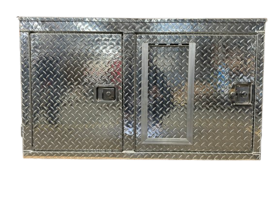 Owens 55127 Professional K9 Series Search & Rescue Dog Crate Single Compartment Side Drawer Storage Diamond Tread Aluminum 47"W x 45"D x 27"H - IMG_5713-removebg-preview