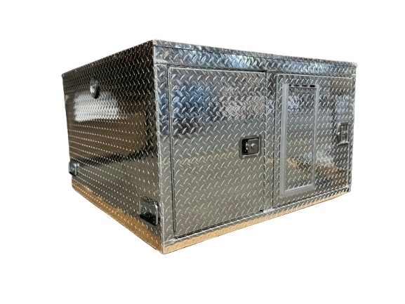 Owens 55127 Professional K9 Series Search & Rescue Dog Crate Single Compartment Side Drawer Storage Diamond Tread Aluminum 47"W x 45"D x 27"H - IMG_5716-removebg-preview