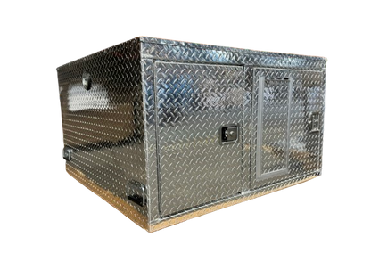 Owens 55127 Professional K9 Series Search & Rescue Dog Crate Single Compartment Side Drawer Storage Diamond Tread Aluminum 47"W x 45"D x 27"H - IMG_5716-removebg-preview
