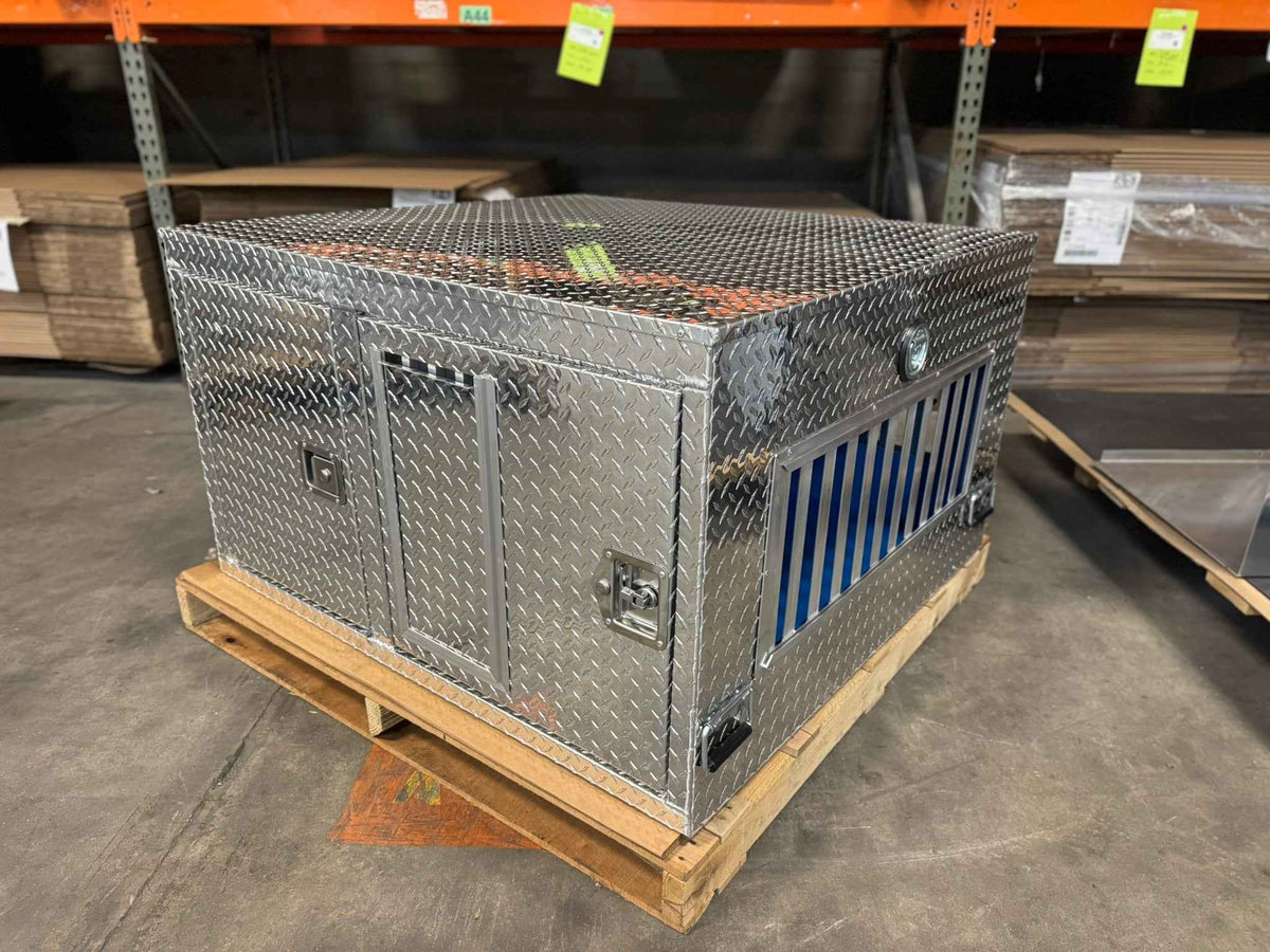Owens 55127 Professional K9 Series Search & Rescue Dog Crate Single Compartment Side Drawer Storage Diamond Tread Aluminum 47"W x 45"D x 27"H - IMG_5741