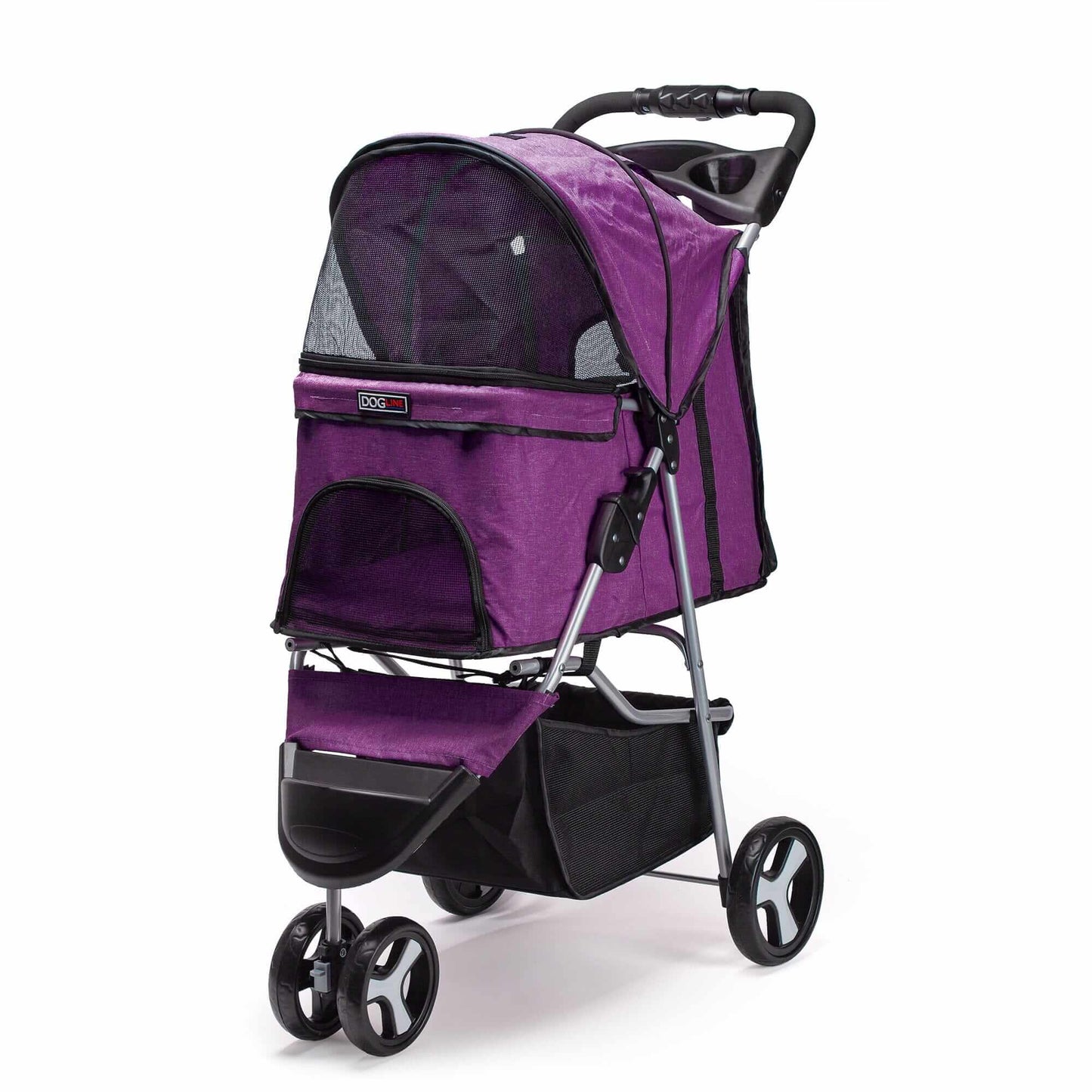 Casual pet stroller with removable cup holder – lightweight, foldable pet carrier for small dogs and cats, perfect for everyday walks and travel