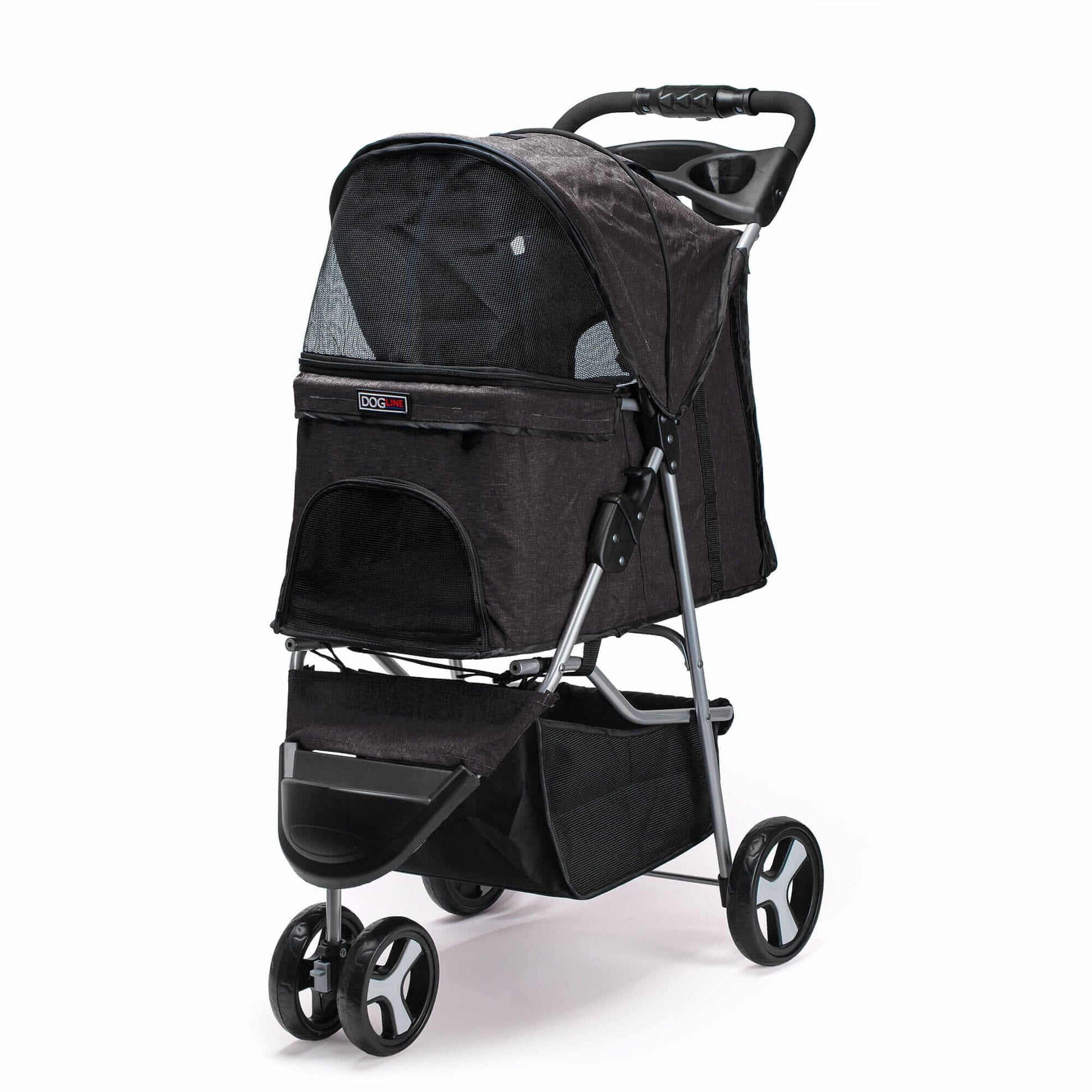 Casual pet stroller with removable cup holder – lightweight, foldable pet carrier for small dogs and cats, perfect for everyday walks and travel