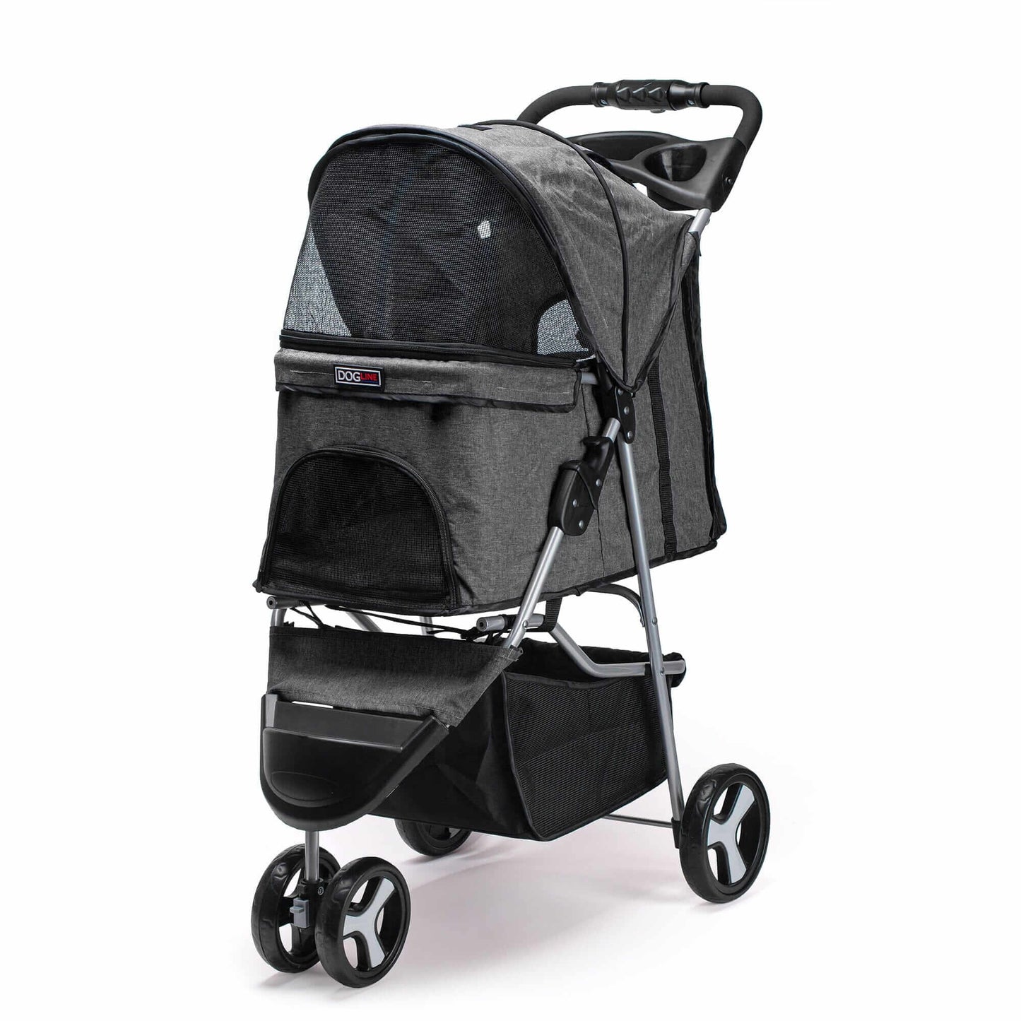 Casual pet stroller with removable cup holder – lightweight, foldable pet carrier for small dogs and cats, perfect for everyday walks and travel