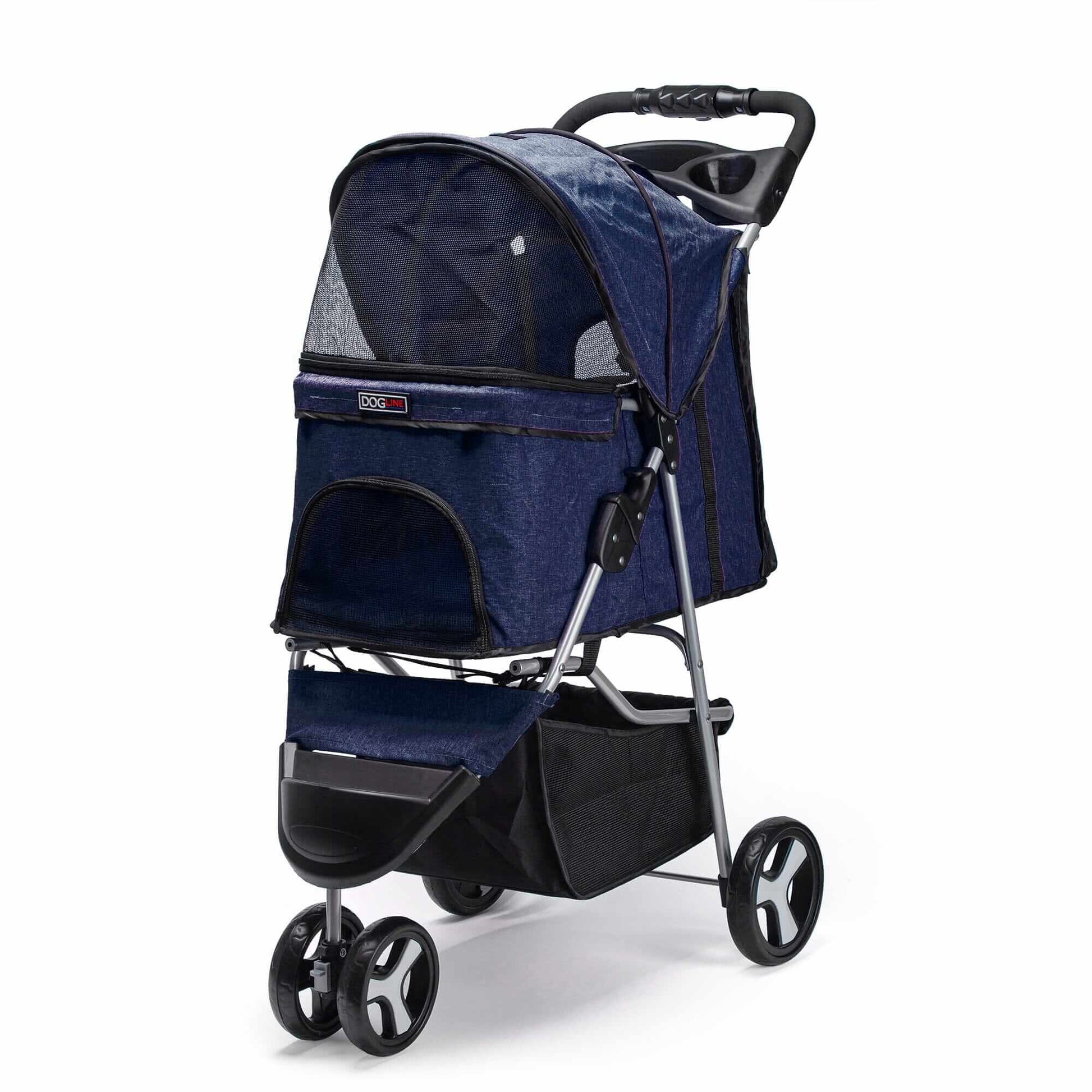 Casual pet stroller with removable cup holder – lightweight, foldable pet carrier for small dogs and cats, perfect for everyday walks and travel