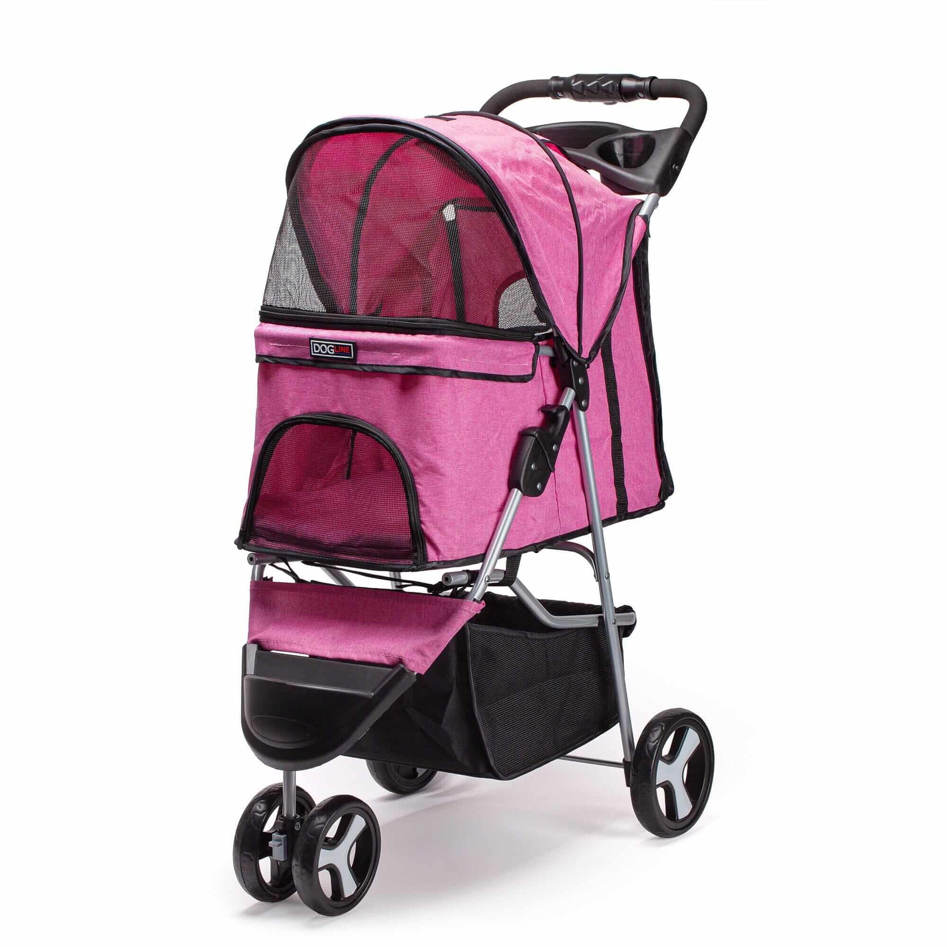 Casual pet stroller with removable cup holder – lightweight, foldable pet carrier for small dogs and cats, perfect for everyday walks and travel