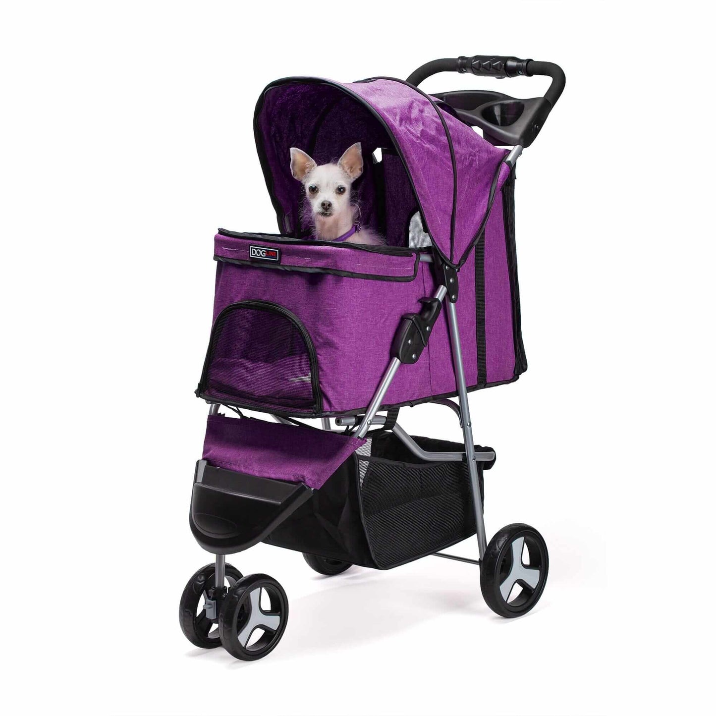 Casual pet stroller with removable cup holder – lightweight, foldable pet carrier for small dogs and cats, perfect for everyday walks and travel