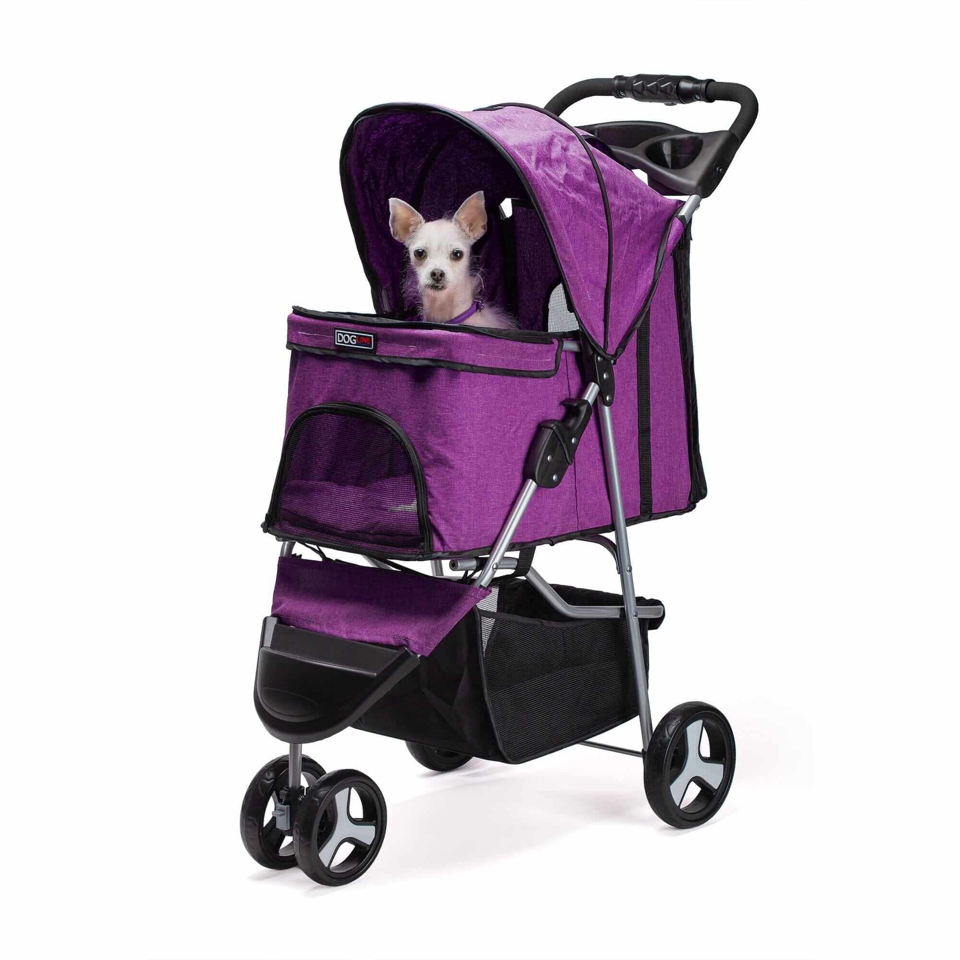 Casual pet stroller with removable cup holder – lightweight, foldable pet carrier for small dogs and cats, perfect for everyday walks and travel