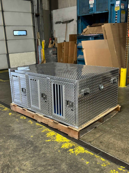 Owens Dog Box 55114L Hunter Series Tall Trailer Triple Compartment Left Swing Doors 58"W x 40"D x 24"H - IMG_9412