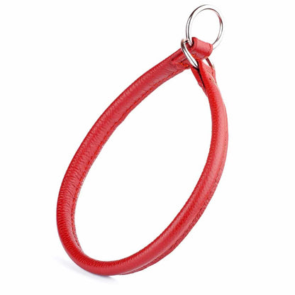 Soft leather round slip collar for dogs, durable and comfortable training collar with smooth finish and adjustable fit
