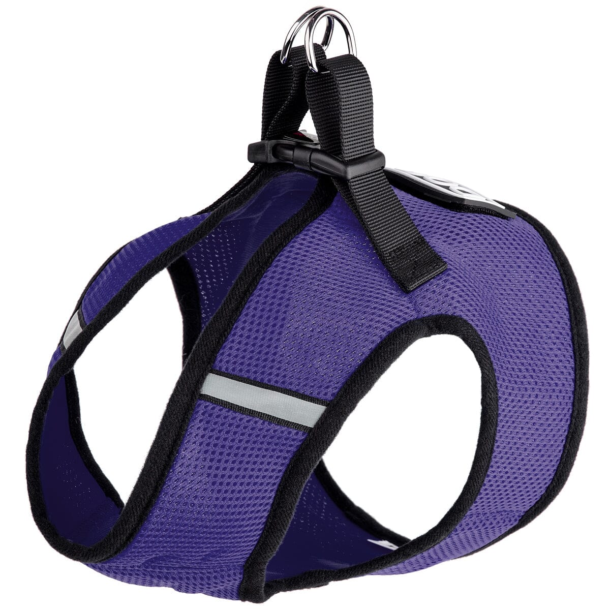 Boston mesh dog harness with built-in hook and loop fastener for secure fit, breathable comfort, and easy wear"