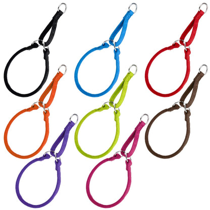 Fabric martingale collars for dogs with metal rings, round design, 8 color options