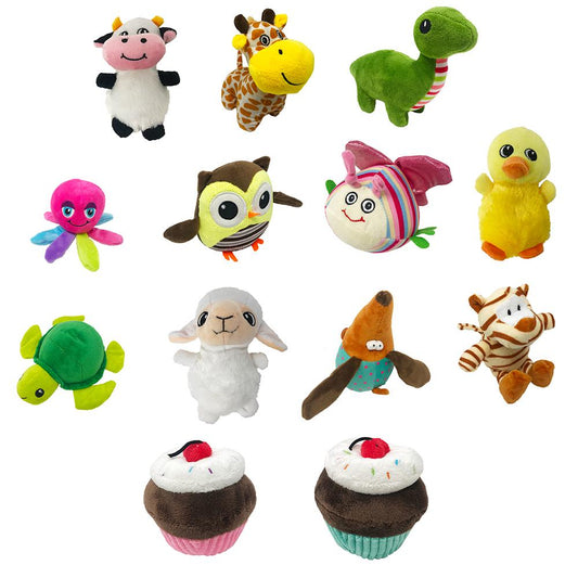 6-inch mini animal dog toy collection – assorted small plush and chew toys for interactive play and chewing