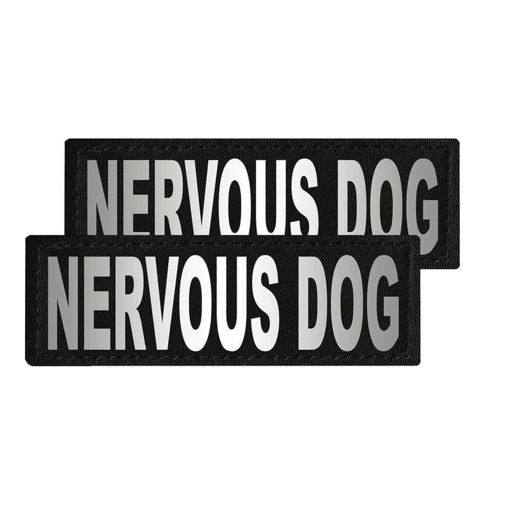 Set of 2 removable reflective patches for dog collars or harnesses to enhance nighttime visibility and safety