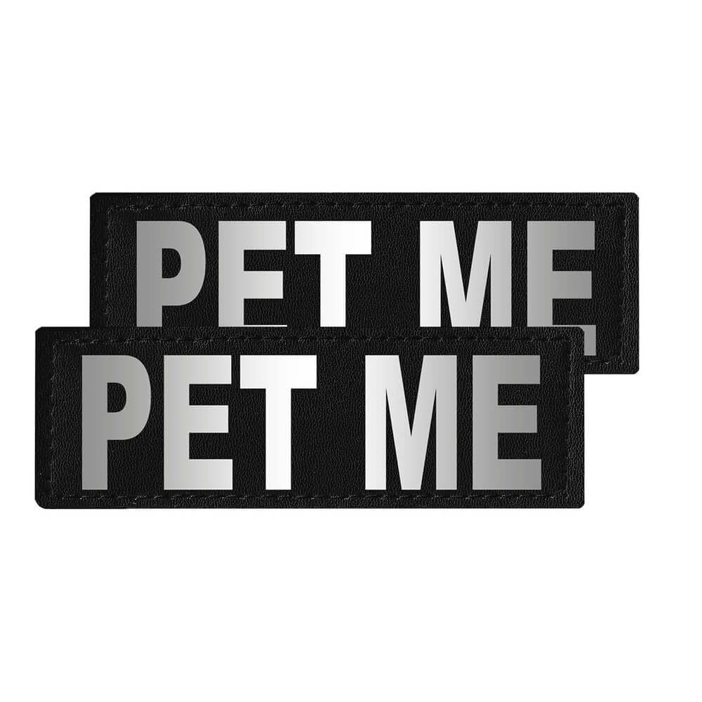 Set of 2 removable reflective patches for dog collars or harnesses to enhance nighttime visibility and safety
