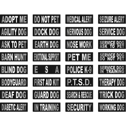 Set of 2 removable reflective patches for dog collars or harnesses to enhance nighttime visibility and safety