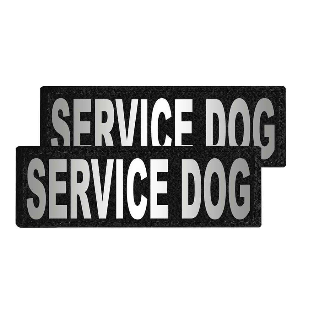 Set of 2 removable reflective patches for dog collars or harnesses to enhance nighttime visibility and safety