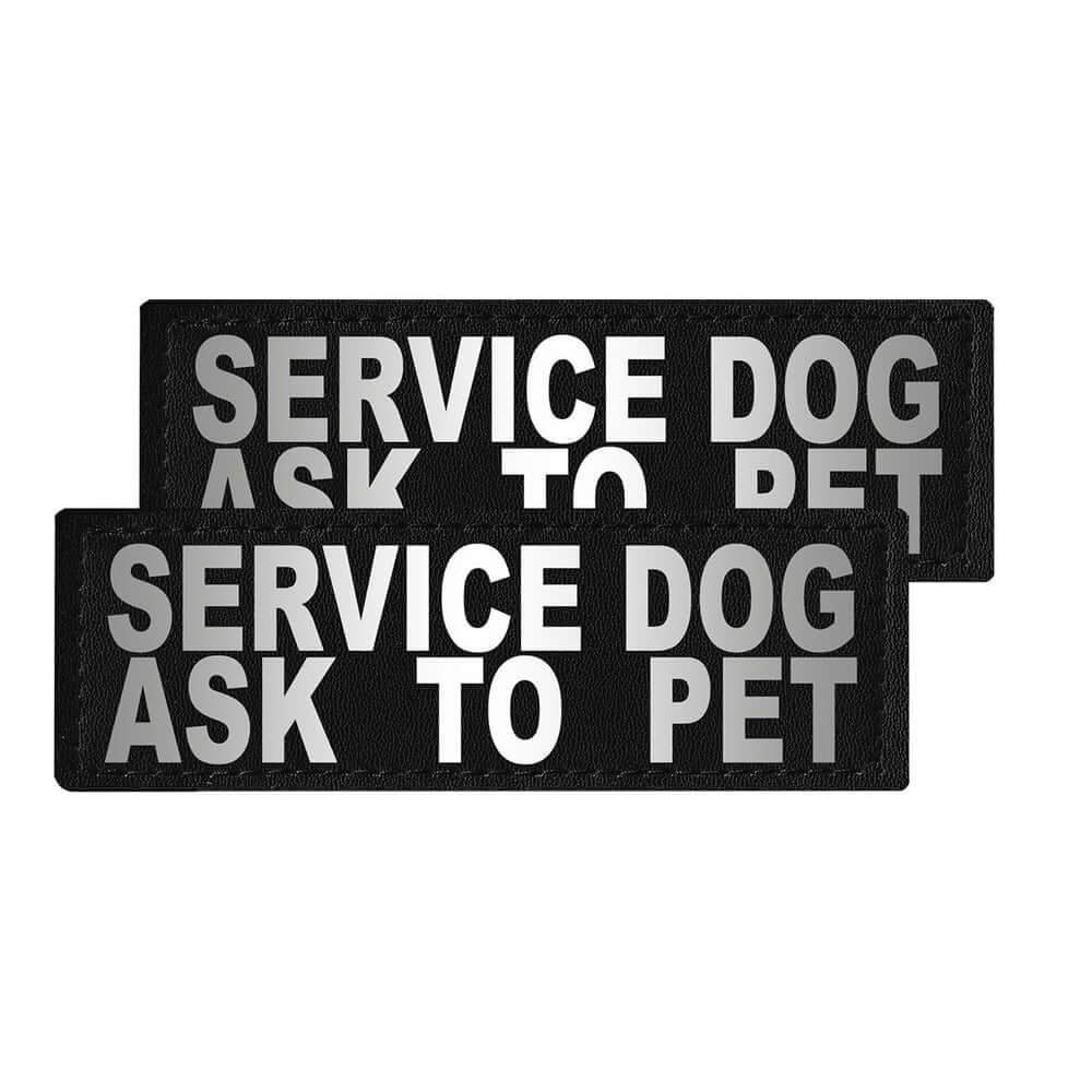 Set of 2 removable reflective patches for dog collars or harnesses to enhance nighttime visibility and safety