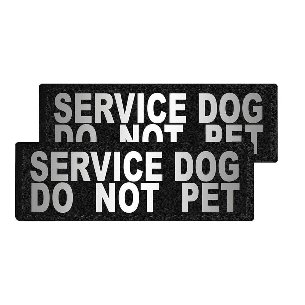 Set of 2 removable reflective patches for dog collars or harnesses to enhance nighttime visibility and safety