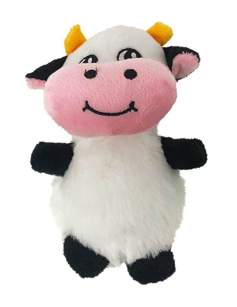6-inch cow mini dog toy – soft, durable plush toy for small dogs with interactive squeaker