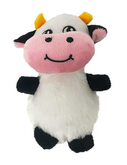 6-inch cow mini dog toy – soft, durable plush toy for small dogs with interactive squeaker