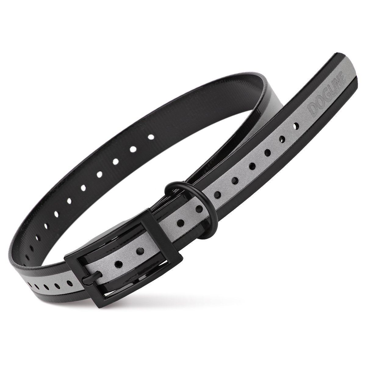 Black E-Collar replacement strap with reflective strip
