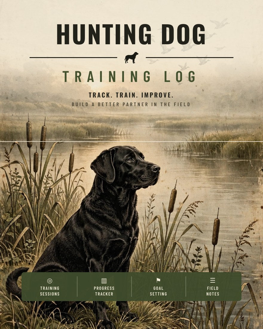 Hunting Dog Training Log printable journal cover - black Labrador retriever at a marsh lake with flying ducks, gun dog training tracker 8x10 PDF digital download