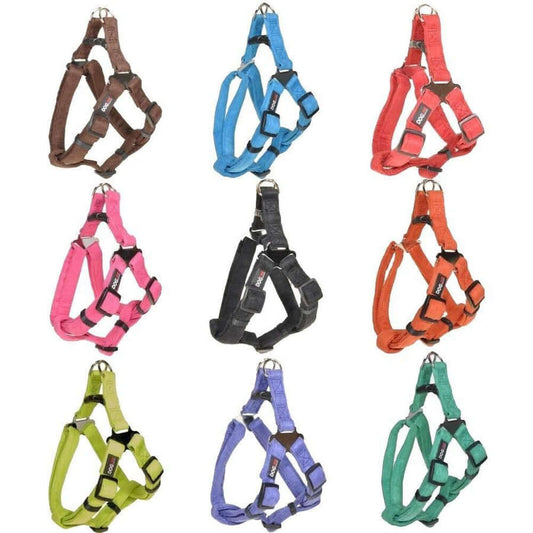 Fabric step-in harness for dogs with quick release buckle and sliders for adjustment, 9 color options