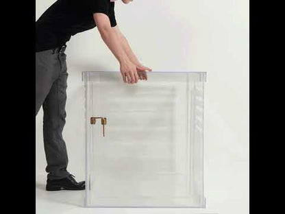 Clear Acrylic Dog Crate & Gate – Modern Lucite Dog Crate Furniture Side Table with Gold Latch