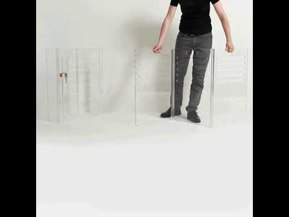 Clear Acrylic Dog Crate & Gate – Modern Lucite Dog Crate Furniture Side Table with Gold Latch