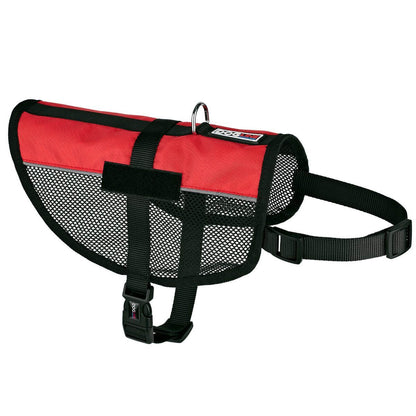 A display of an Soft, ventilated dog vest harness made with breathable mesh fabric