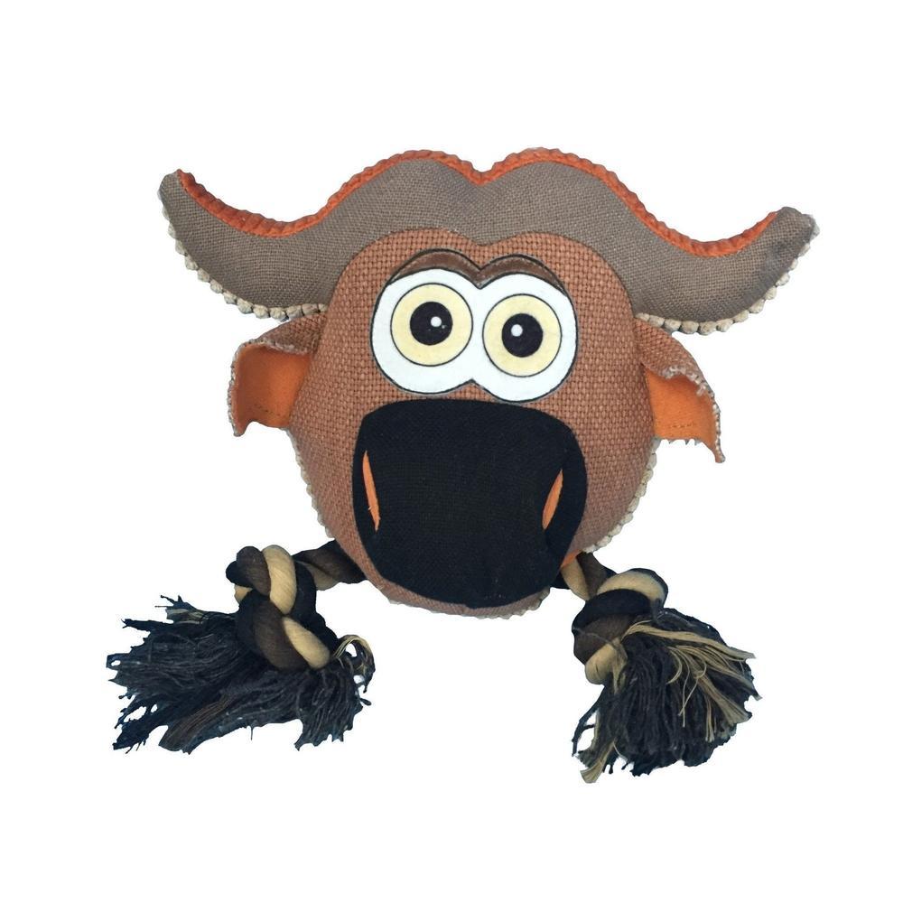 8-inch safari cow animal dog toy with ropes – durable, interactive chew and tug toy for dogs