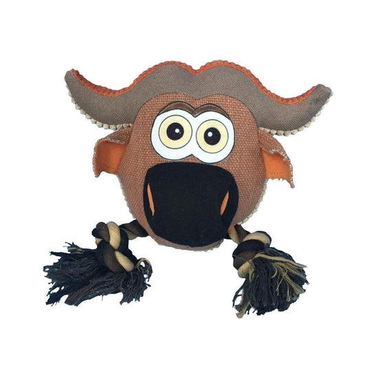 8-inch safari cow animal dog toy with ropes – durable, interactive chew and tug toy for dogs