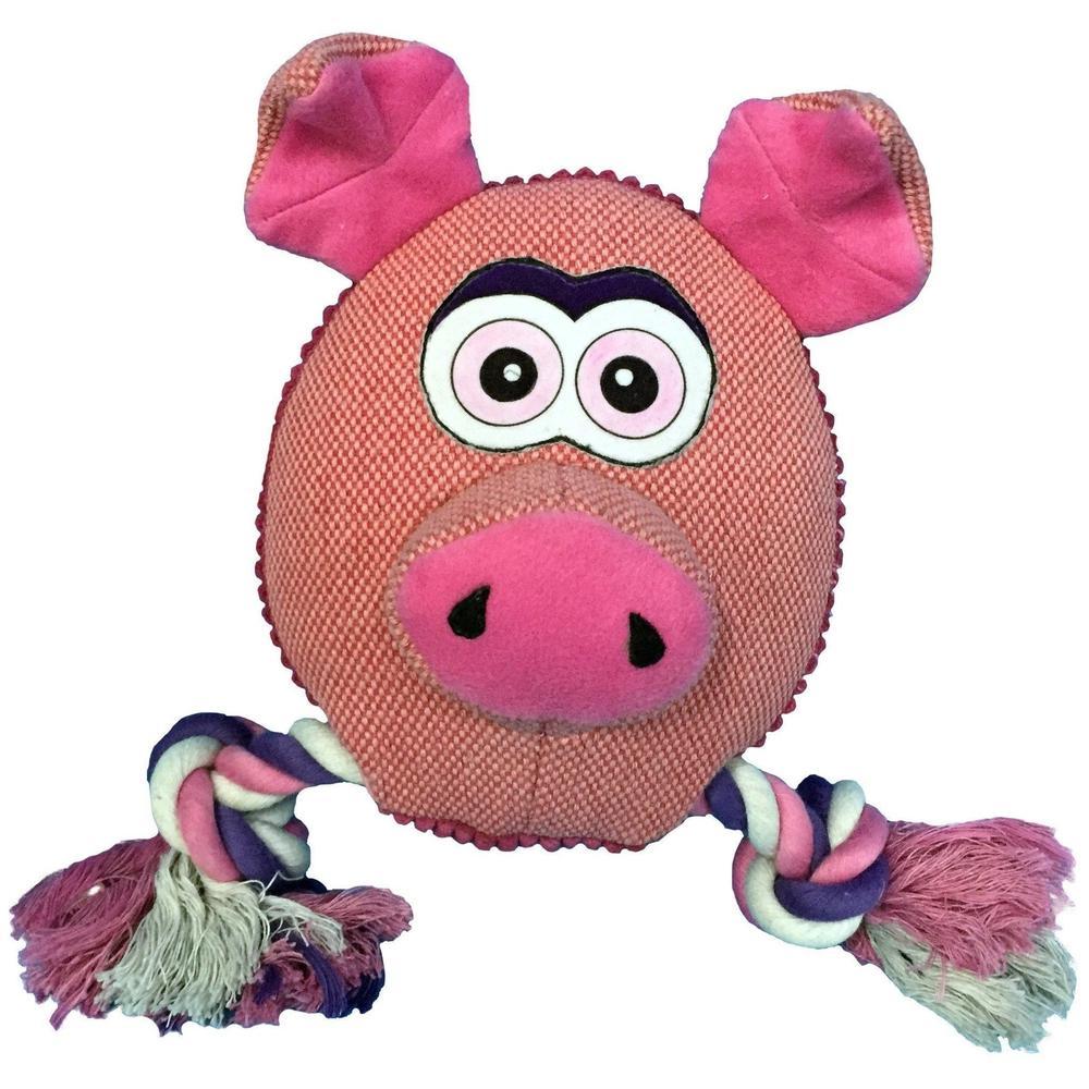 8-inch safari pig animal dog toy with ropes – durable, interactive chew and tug toy for dogs