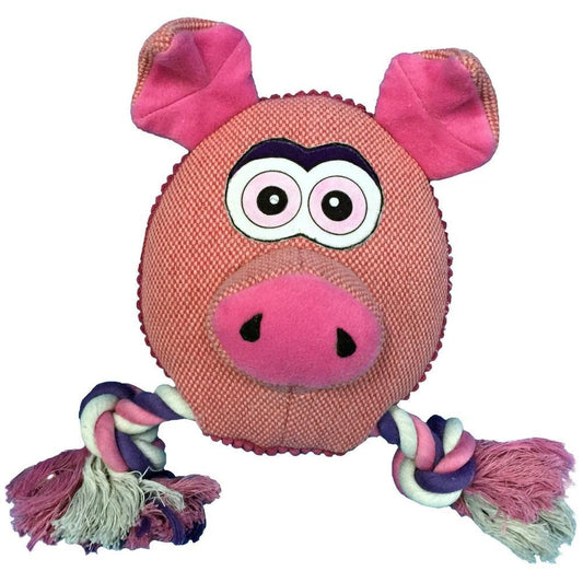 8-inch safari pig animal dog toy with ropes – durable, interactive chew and tug toy for dogs