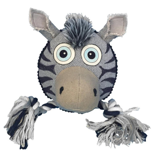 8-inch safari zebra animal dog toy with ropes – durable, interactive chew and tug toy for dogs