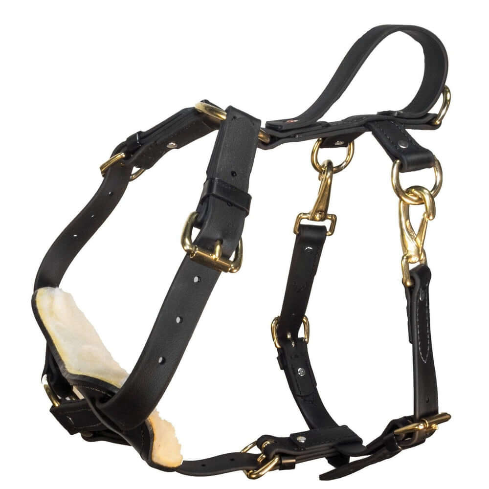 Biothane working dog harness by Viper Surge featuring strong brass hardware
