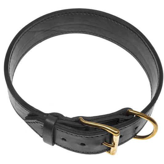 Viper leather two-ply dog collar with reinforced stitching and durable hardware for long-lasting strength